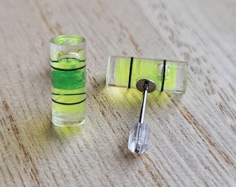 Stud Spirit Bubble Level Earrings - Fun Builder, Engineer, DIY Gift - Quirky, Unique Studs for Construction Lovers - Level Tool Jewelry