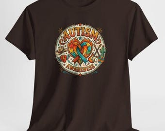 Autismebewustzijn hartontwerp, neurodiversiteitspuzzellint (sublimatie, png PNGEgg)