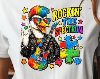 Eend kleurrijk, gitaar, puzzel, spectrum, Autism Awareness-shirtontwerp, png (digitale download)