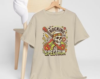 Retro Skull Rocking the Spectrum, png, sublimatieontwerp autisme (digitale download)