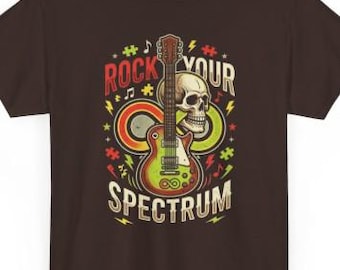 Retro schedel schedel elektrische gitaar, autismebewustzijn sublimatieontwerp (digitale download)