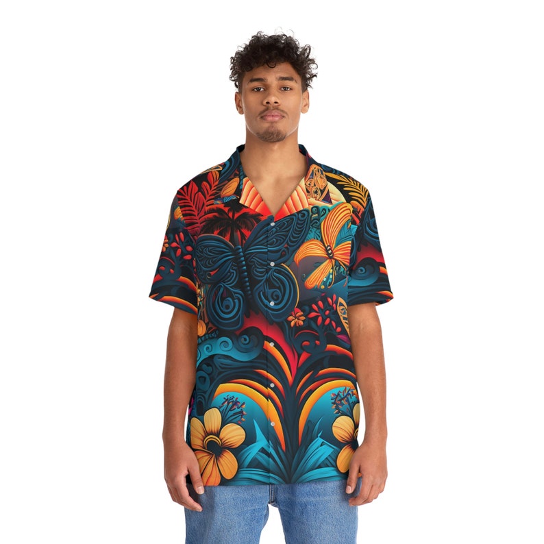 Hawaiian Shirt AOP HutBoy Island Style 21 Butterfly, Graphic Tees, Shirts, Colorful Print, Shirts for Men, Shirts for Women image 10