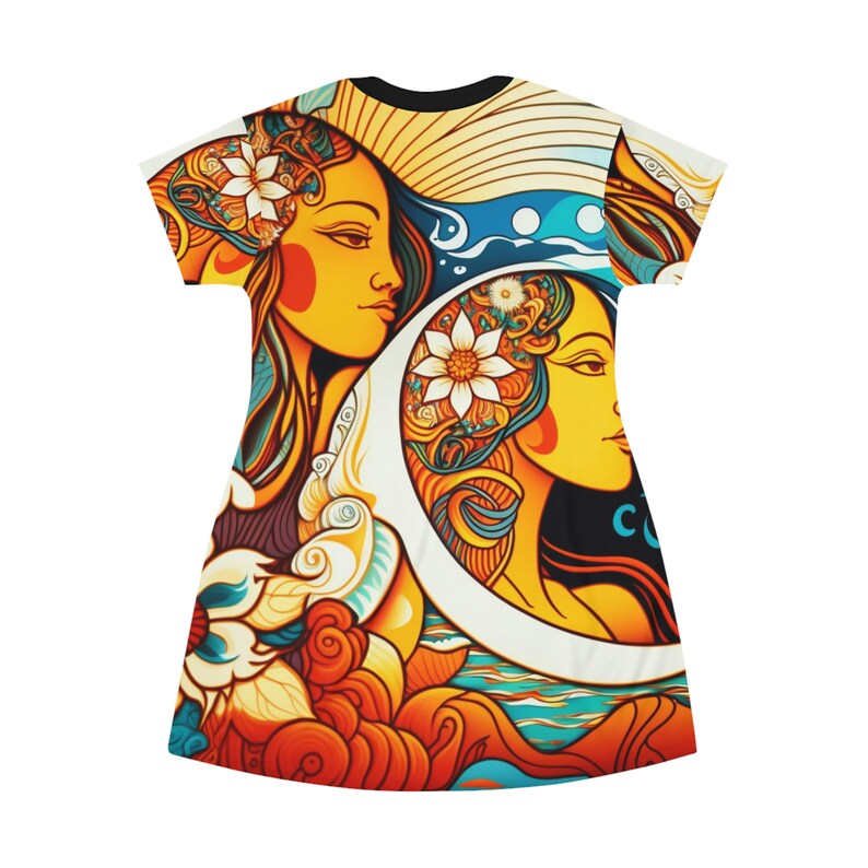 All Over Print T-Shirt Dress HutBoy Hawaiian Island Style 1 Graphic Tees, Shirts, Colorful Print, Shirts for Men, Shirts for Women image 2