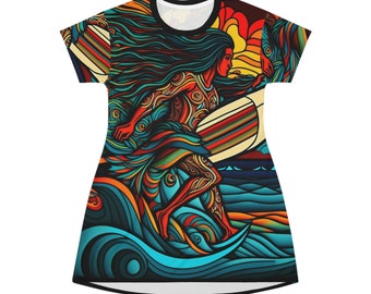 All Over Print T-Shirt Dress | HutBoy Hawaiian Island Style 32 | Graphic Tees, Shirts, Colorful Print, Shirts for Men, Shirts for Women