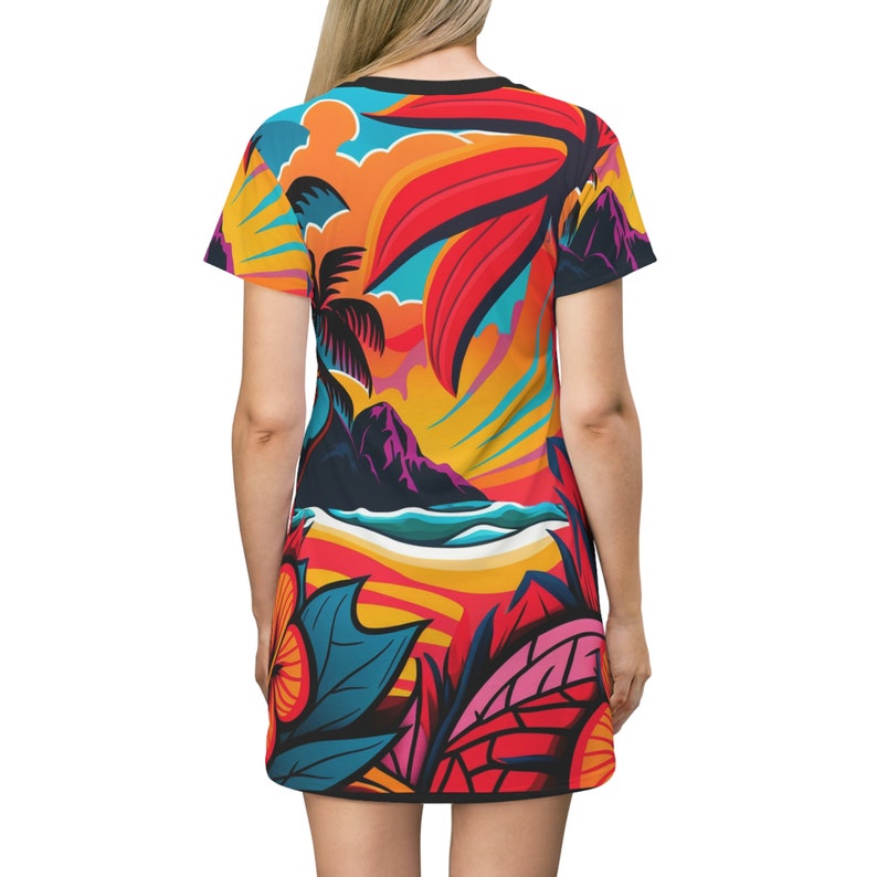 All Over Print T-Shirt Dress HutBoy Hawaiian Island Style 25 Graphic Tees, Shirts, Colorful Print, Shirts for Men, Shirts for Women image 4