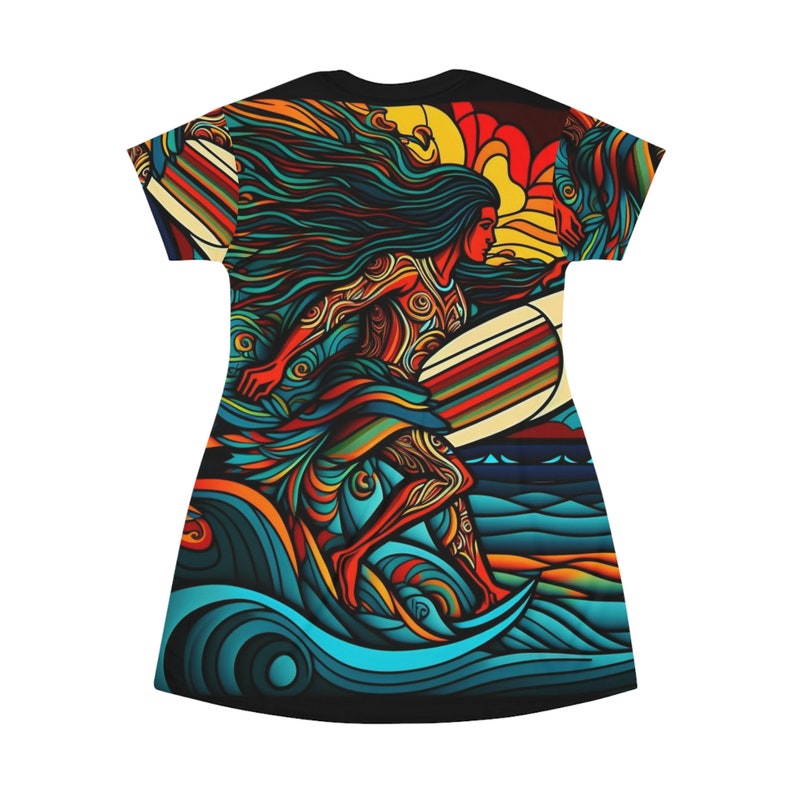 All Over Print T-Shirt Dress HutBoy Hawaiian Island Style 32 Graphic Tees, Shirts, Colorful Print, Shirts for Men, Shirts for Women image 2
