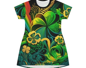 All Over Print T-Shirt Dress | HutBoy Hawaiian Island Style 6 | St Patricks Irish | Graphic Tees, Colorful, Shirts for Men, Shirts for Women