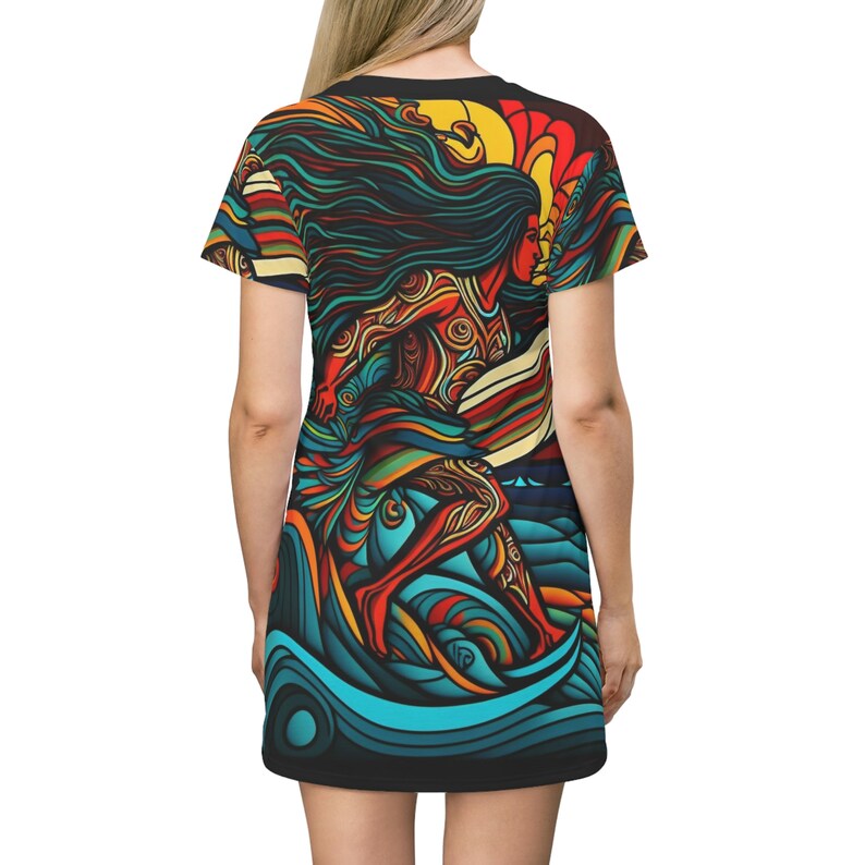 All Over Print T-Shirt Dress HutBoy Hawaiian Island Style 32 Graphic Tees, Shirts, Colorful Print, Shirts for Men, Shirts for Women image 4