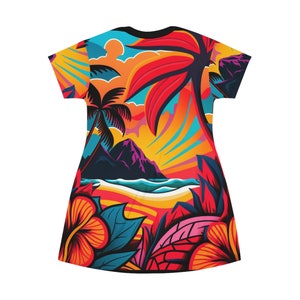 All Over Print T-Shirt Dress HutBoy Hawaiian Island Style 25 Graphic Tees, Shirts, Colorful Print, Shirts for Men, Shirts for Women image 2