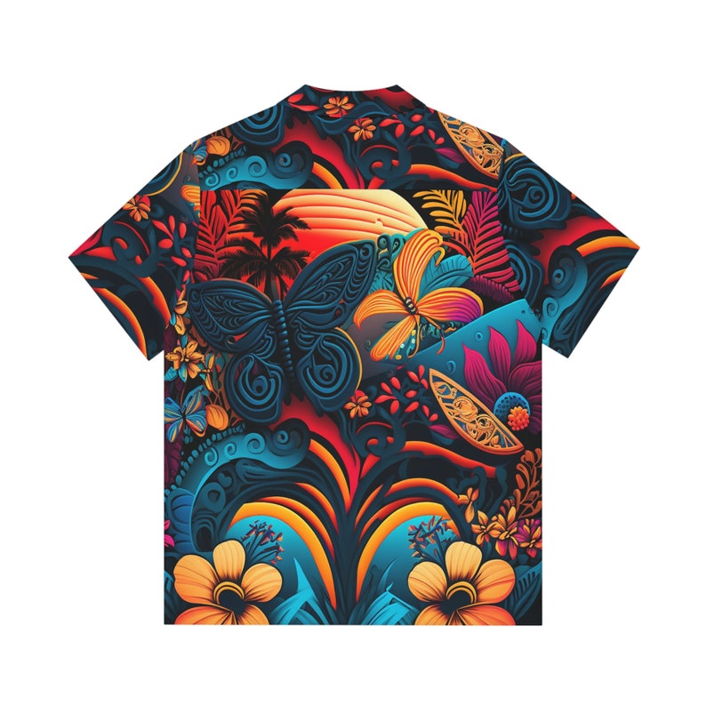 Hawaiian Shirt AOP HutBoy Island Style 21 Butterfly, Graphic Tees, Shirts, Colorful Print, Shirts for Men, Shirts for Women image 2