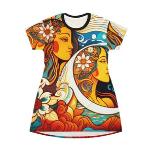 All Over Print T-Shirt Dress HutBoy Hawaiian Island Style 1 Graphic Tees, Shirts, Colorful Print, Shirts for Men, Shirts for Women image 1