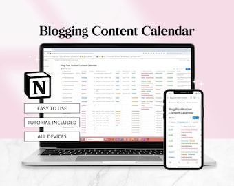 Blog Content Planner, Blogging Calendar, Content Calendar for Notion, Notion Blog Calendar, Content Planning