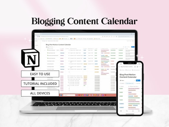 Blog Content Planner, Blogging Calendar, Content Calendar for Notion, Notion Blog Calendar, Content Planning