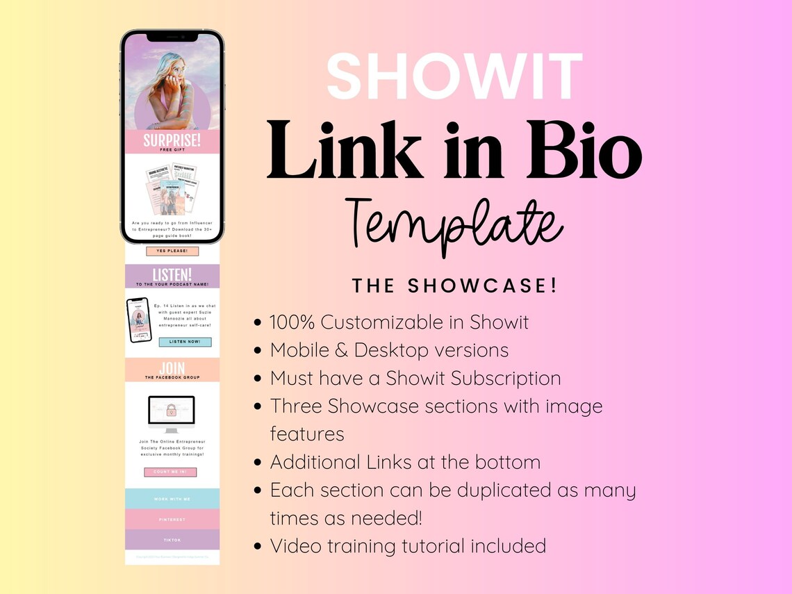 Showit Template Link in Bio Template Showit Template Add On Etsy