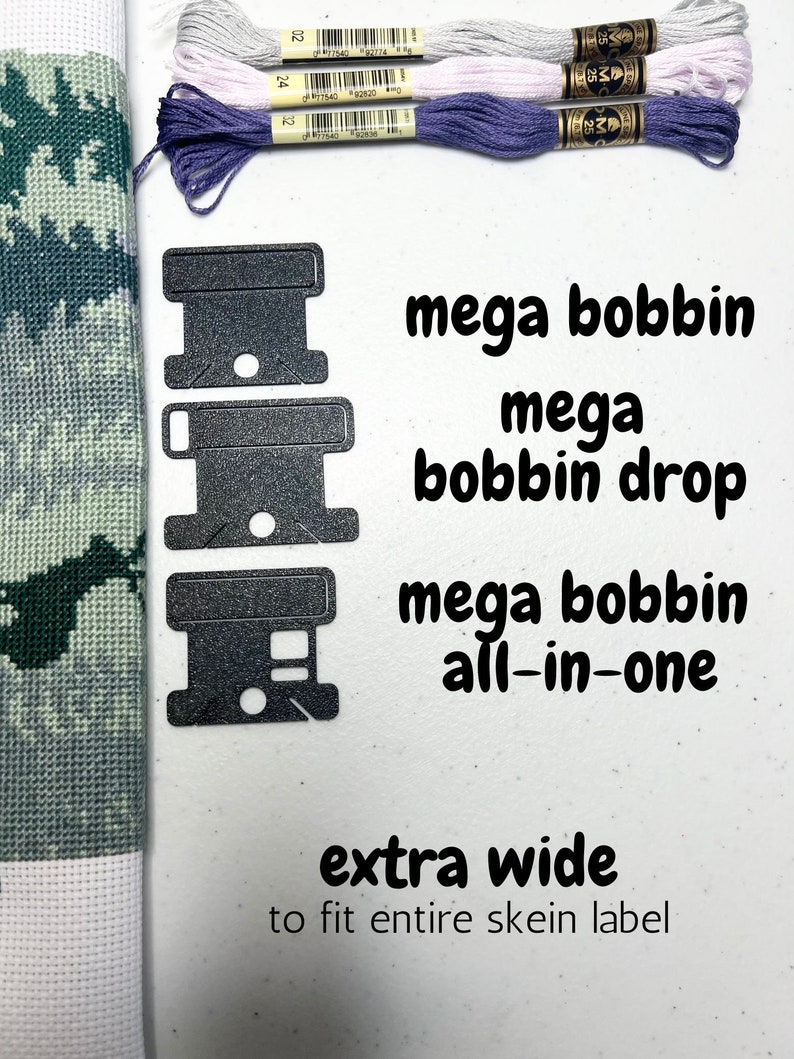 Mega Bobbin Drop with Label Tag Slot Floss Thread Storage Cross Stitch, Embroidery and Needlework Organization image 6