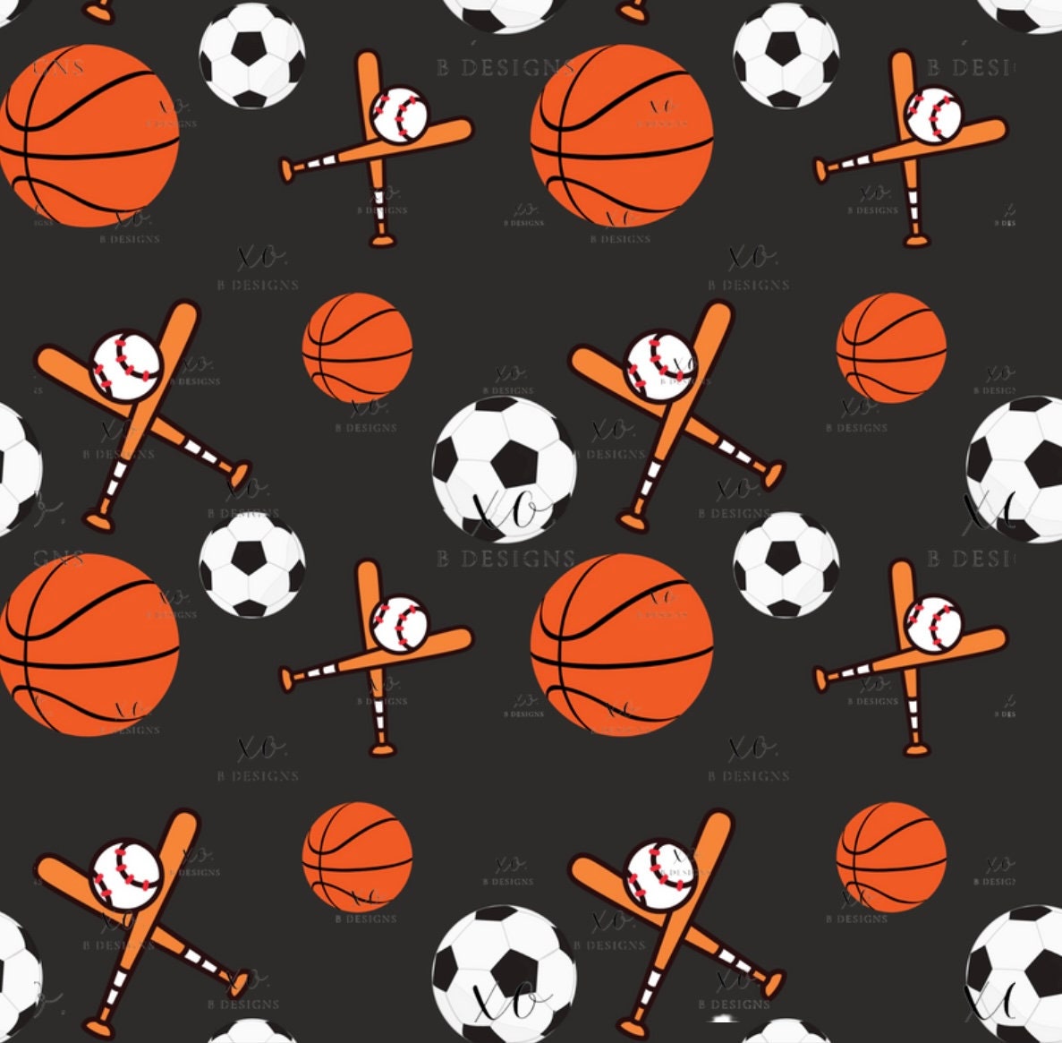 Baseball, Soccer and Basketball Seamless Pattern Etsy