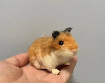 3 Inches Miniature Needle Felted Hamster Figurine ,Needle Felted Animals/Pets,Realistic Hamster Replica,Hamster Lovers Memorial Gift