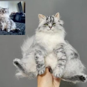 Custom Needle Felted Cat Figurine|Custom Wool Felting  Cat Portrait|Stuffed Cat Plush|Realistic Cat Replica|Cat Lovers Memorial Loss Gift