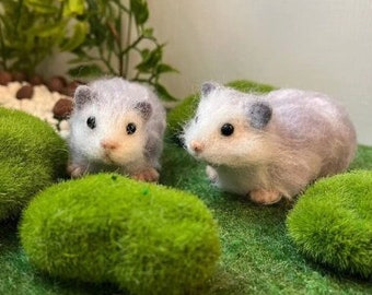 3 Inches Miniature Needle Felted Hamster Figurine,Realistic Felt Hamster Replica,Doll House Fairy Garden Hamster Decors,Hamster Lovers Gift