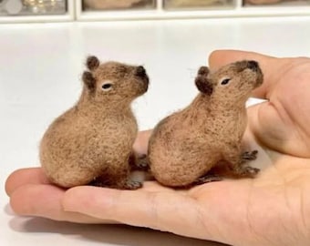 Figurine miniature de Capybara feutrée à l’aiguille de 2 pouces, animaux feutrés à l’aiguille, réplique réaliste de Capybara, cadeau de perte commémorative des amoureux de Capybara