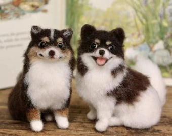 3 Inches Miniature Needle Felted Long Coat Chihuahua Figurine,Needle Felted Animals,Doll House Chihuahua Dog Ornament,hihuahua Lovers Gift