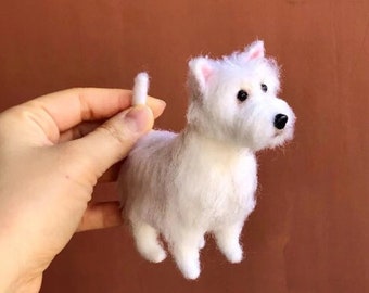 3.5 Inches Needle Felted West Highland White Terrier Figurine,Needle Felted Animals,Felt Dog Portrait,West Highland Memorial Loss Gift