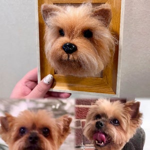 Custom Needle Felted Dog Portrait with Wooden FrameCustom Felt Pets PortraitCustom Needle Felted AnimalsDog Loss Memorial Loss Gift image 3