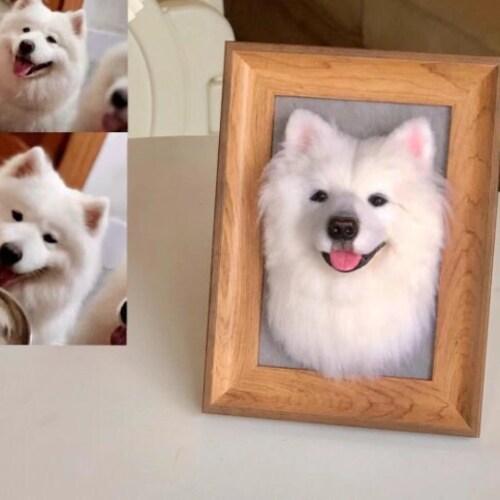 Portrait de chien feutré à l’aiguille personnalisé avec cadre en bois| Portrait d’animaux de compagnie en feutre personnalisé| Animaux feutrés à l’aiguille personnalisés| Cadeau de perte commémorative de perte de chien