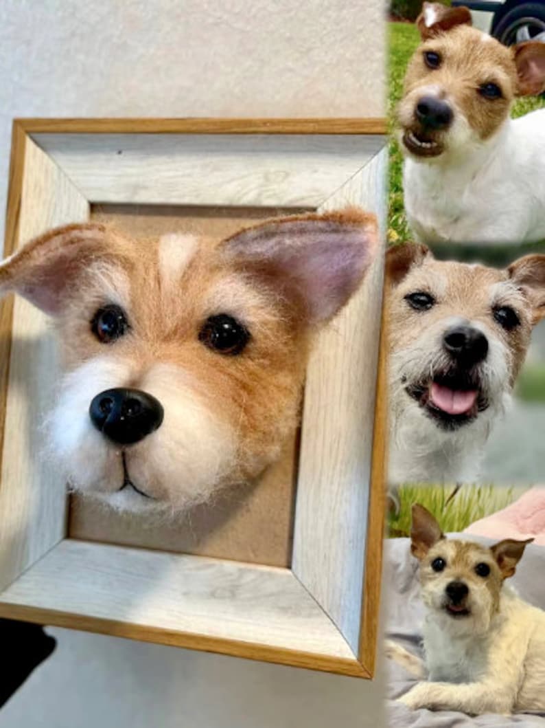 Custom Needle Felted Dog Portrait with Wooden FrameCustom Felt Pets PortraitCustom Needle Felted AnimalsDog Loss Memorial Loss Gift image 9