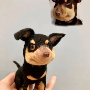 Custom Needle Felted Dog FigurineCustom Needle Felted AnimalsCustom Wool Felting Pets PortraitStuffed Dog PlushDog Memorial Loss Gift image 9