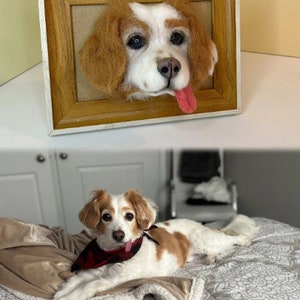 Custom Needle Felted Dog Portrait with Wooden FrameCustom Felt Pets PortraitCustom Needle Felted AnimalsDog Loss Memorial Loss Gift image 7