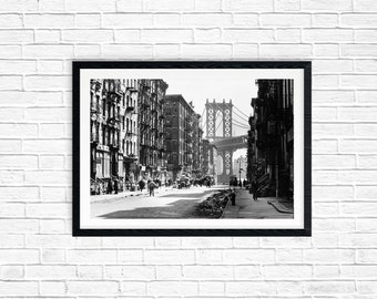 New York Vintage Black and White Print, Pike and Henry Streets by Berenice Abbot from 1938. Remastered, INSTANT DOWNLOAD vintage photograph