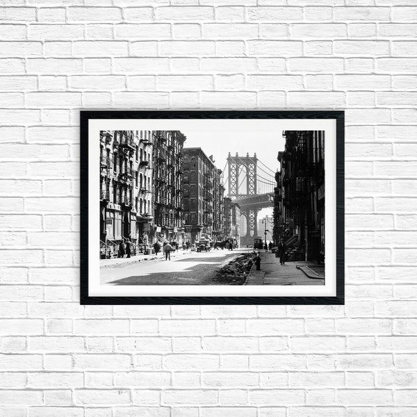New York Vintage Black and White Print, Pike and Henry Streets by Berenice Abbot from 1938. Remastered, INSTANT DOWNLOAD vintage photograph