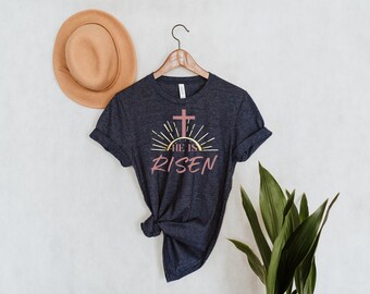 Camiseta de Páscoa Ele Ressuscitou: Camiseta Inspiradora Cristã Feminina