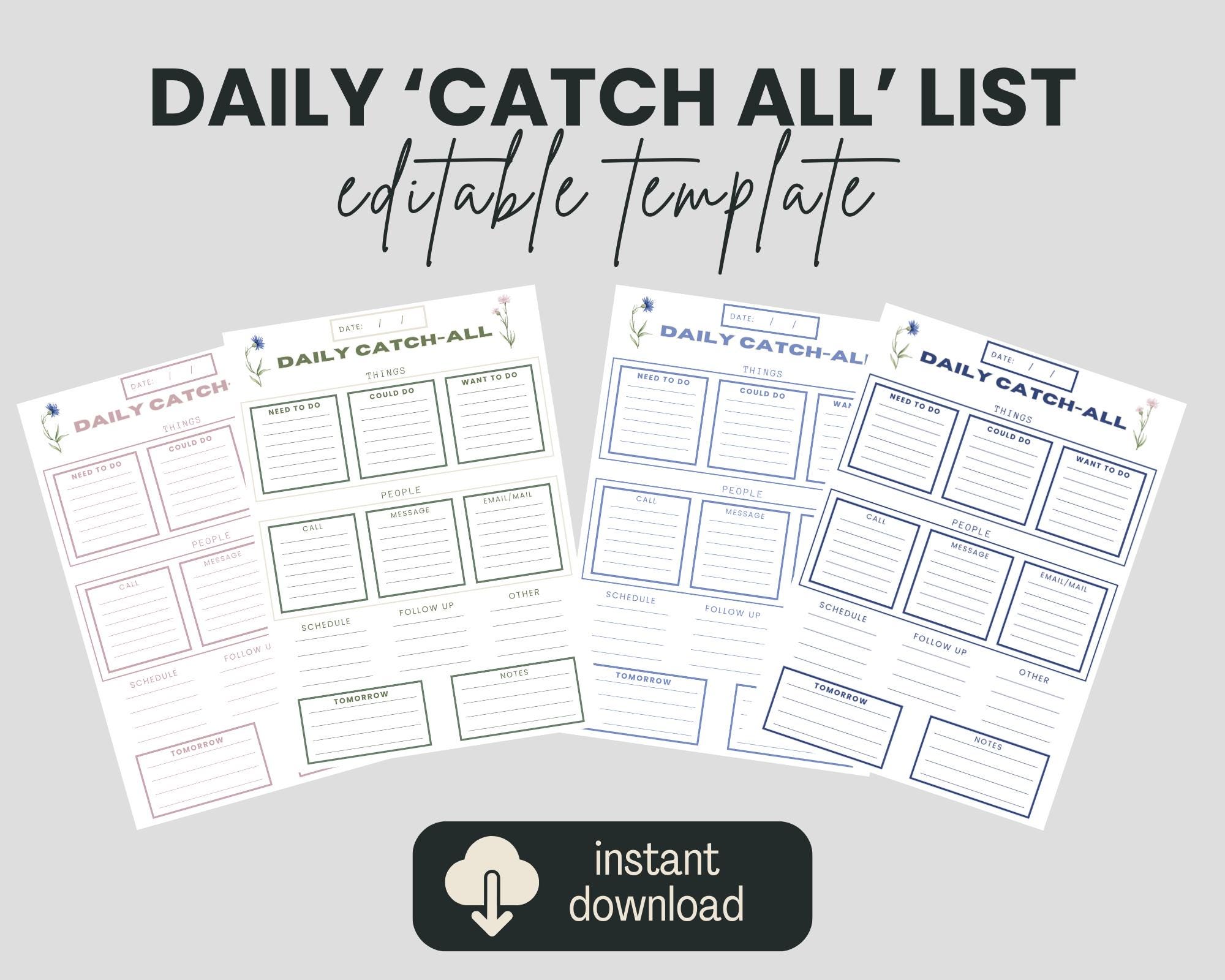 EDITABLE Brain Dump catch All Template, to Do List Printable, Daily ...
