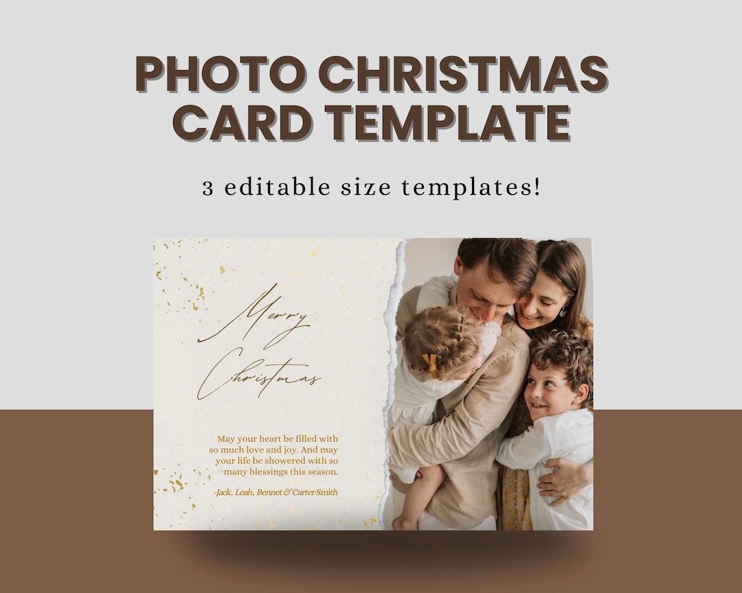 Family Christmas Card Template, Photo Holiday Card, Modern Holiday Card