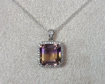 Stunning Ametrine Pendant | Ametrine Gemstone Necklace | 925 Sterling Silver