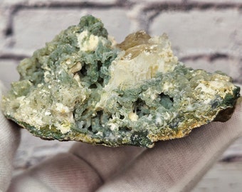 Calcite on Blue Coral Chalcedony Specimen from India