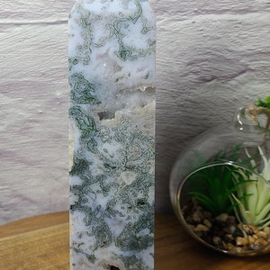 Beautiful Large Blue Moss Agate Tower