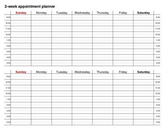 2 Week Appointment Planner Printable PDF Template