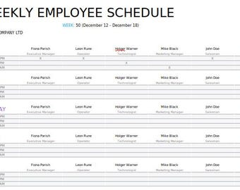 Weekly Employee Schedule Template (Shift Planner & Work Tracker)