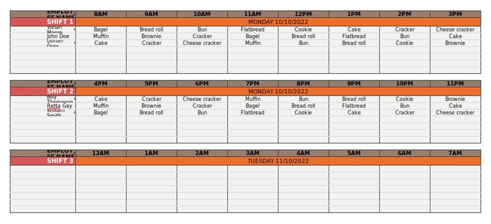 Task Rotation Schedule Template (work Shift Planner) - Etsy