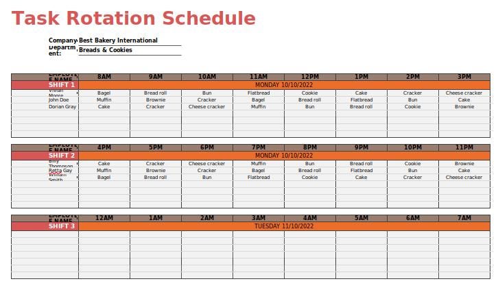 Task Rotation Schedule Template (Work Shift Planner)