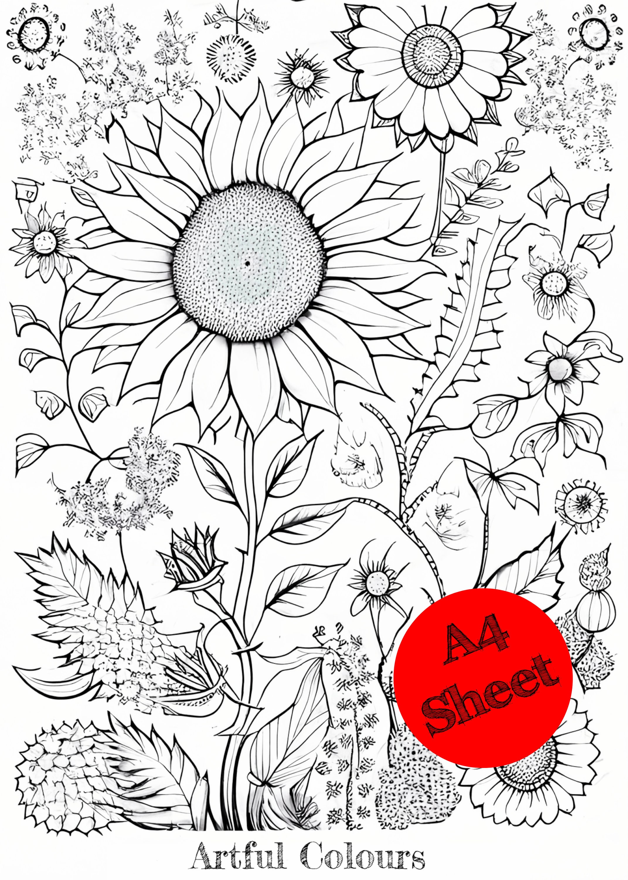 Printable Wild Flowers Coloring Page - Etsy