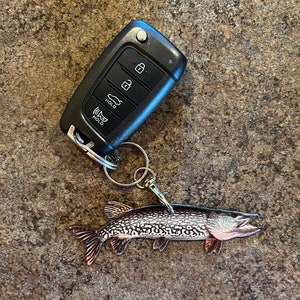 Northern Pike Fish Keychain, Realistic Fish Keychain, Boat Keychain