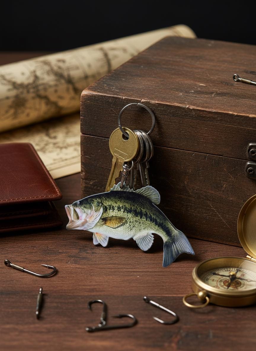 Largemouth Bass Flat Fish Keychain, Realistic, Fishing, Boat, Keys - Etsy