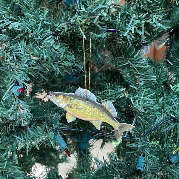 Walleye Fish Ornament, Realistic Christmas Walleye Fishing Ornaments