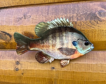 Bluegill Mount - Sunfish Replica - 2D Metal, Realistic Bluegill Wall Mount, Lodge Decor, Cabin Decor and Lake Home Decor