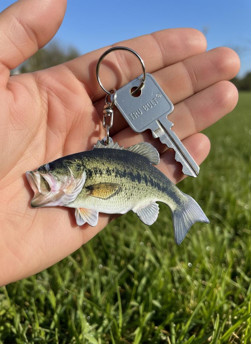 Simple Fish Key Largemouth Bass Flat Fish Keychain, Realistic, Fishing, Boat, Keys - Etsy