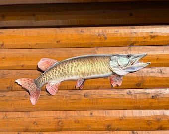 42 Inch Musky Replica, Metal, Musky Fish Mounts For Sale, Musky Replica for Lodge, Cabin & Lake Home Decor